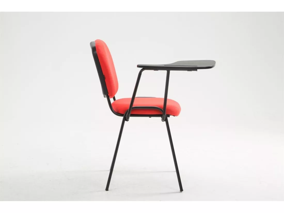 Chaise de conférence - Tissu & Métal noir mat - Rouge - Ken mit Klapptisch