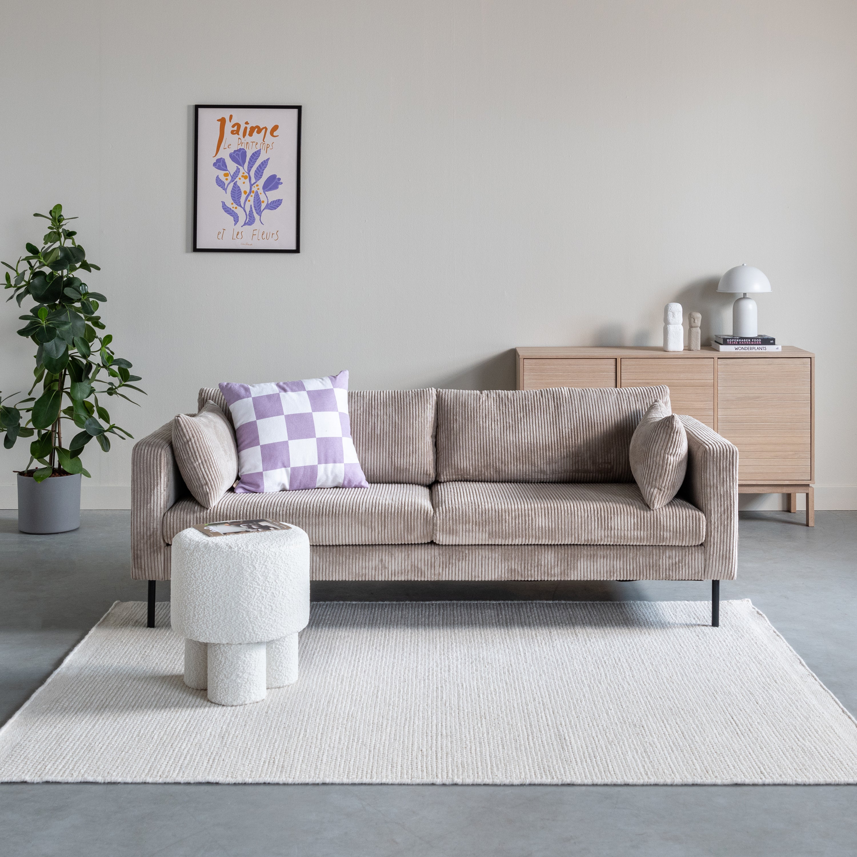 by fonQ Chess Wollen Vloerkleed 200 x 300 cm  - Wit
