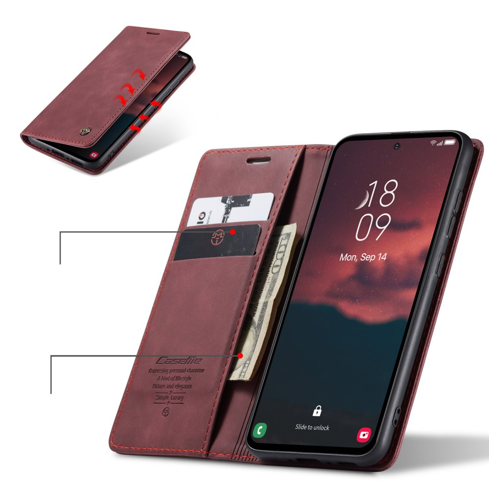 Samsung Galaxy A54 5G Leder Tasche Flip Wallet Etui mit Kartenfächern - Dunkelrot