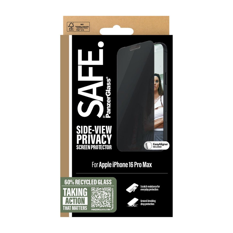SAFE - PanzerGlass - Skærmbeskyttelse Privacy - iPhone 16 Pro Max - Ultra Wide Fit