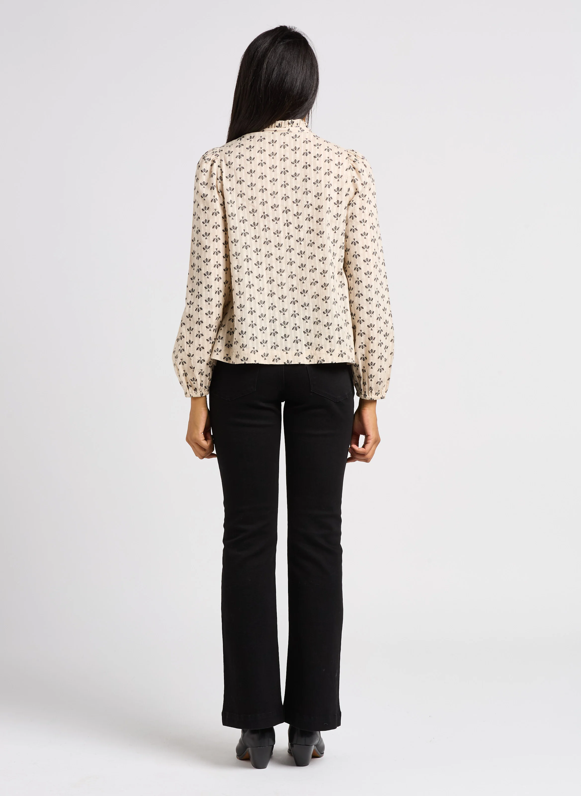 Jean boot-cut en coton mélangé | Noir