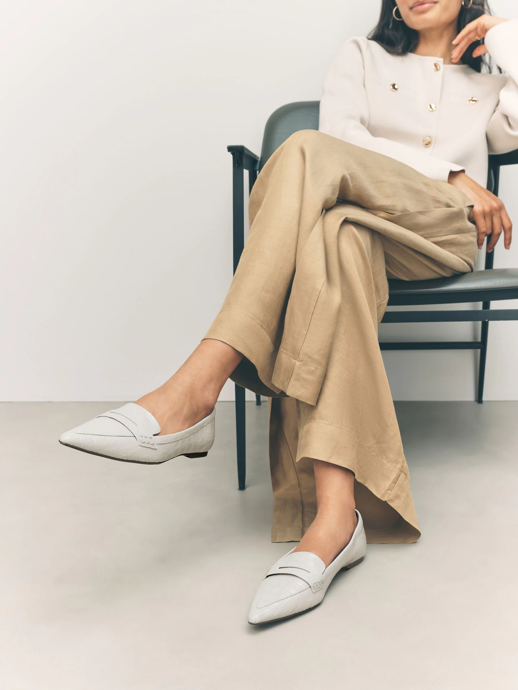 Grey Croc Embossed - Forever Comfort® Premium Leather Pointed Toe Loafers