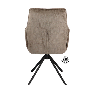 Eetkamerstoel Onne Movie taupe chenille stof met armleuning