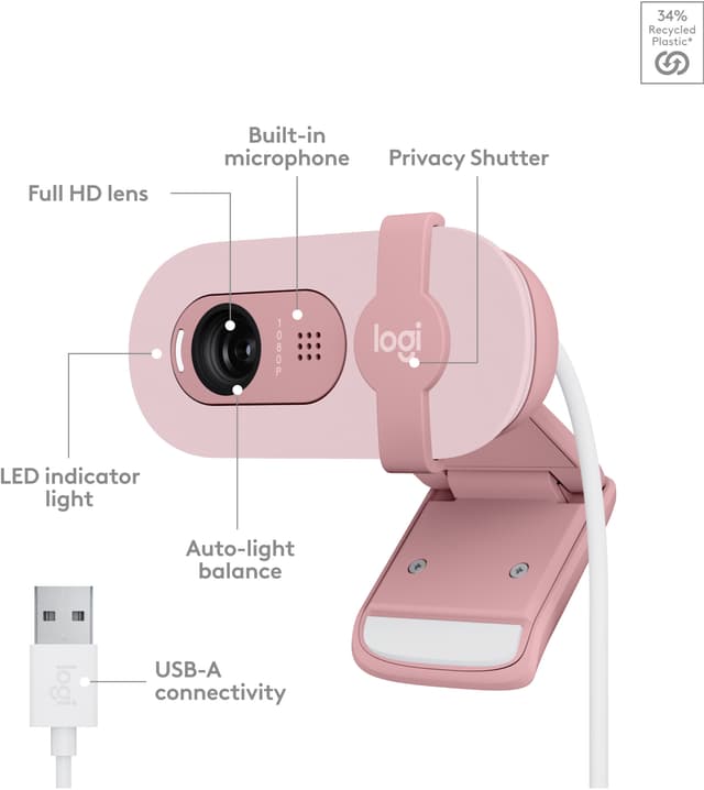 Logitech Brio 100 FullHD webkamera (rosa)