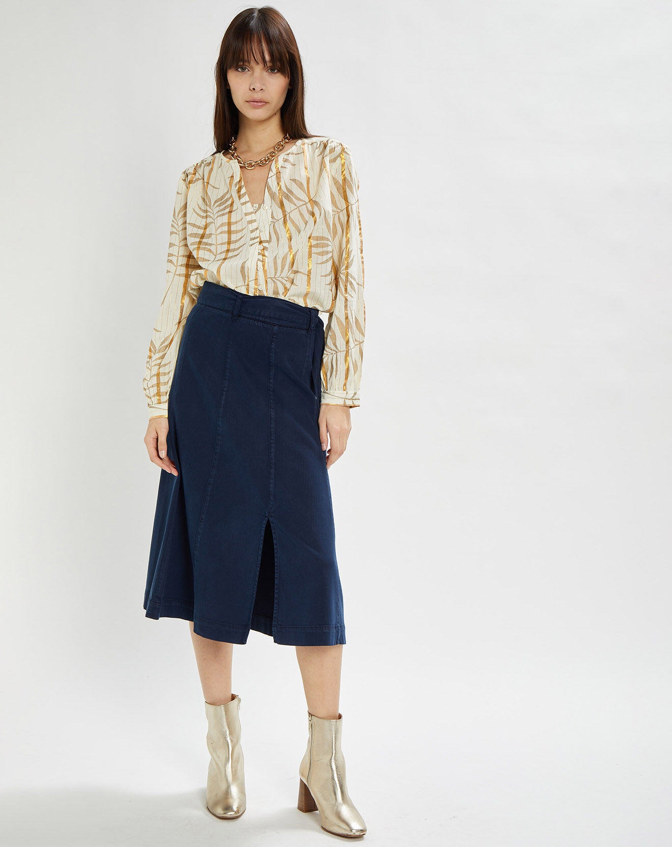 Stella Forest Jupe Nora mi-longue bleu indigo