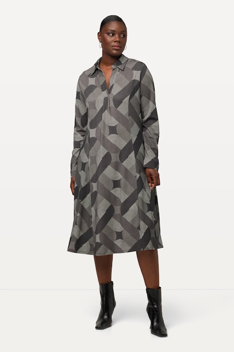 Midikleid, Punto di Roma, V-Ausschnitt, Langarm