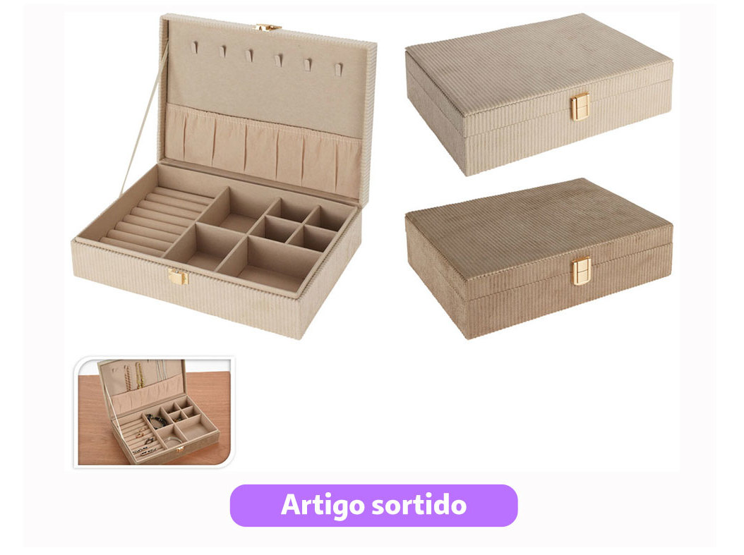PORTA JÓIAS 28X19X7CM CORES SORTIDAS
