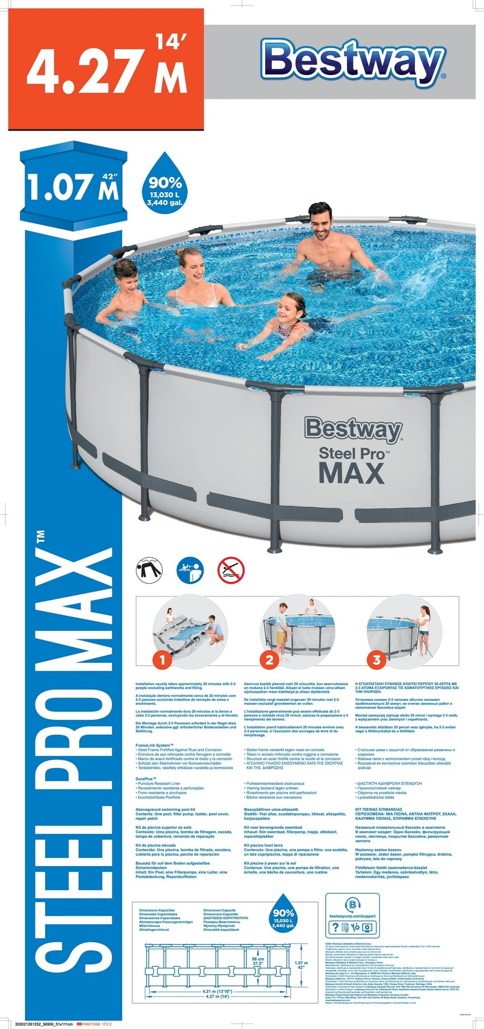 Bestway Zwembad Steel Pro Max Set Rond 427x107