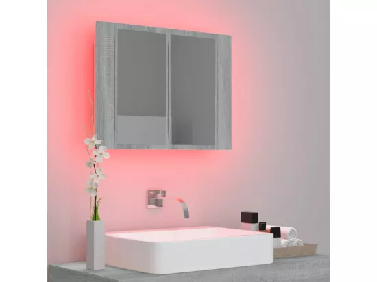 Armoire à miroir LED Sonoma gris 60x12x45 cm Bois d'ingénierie