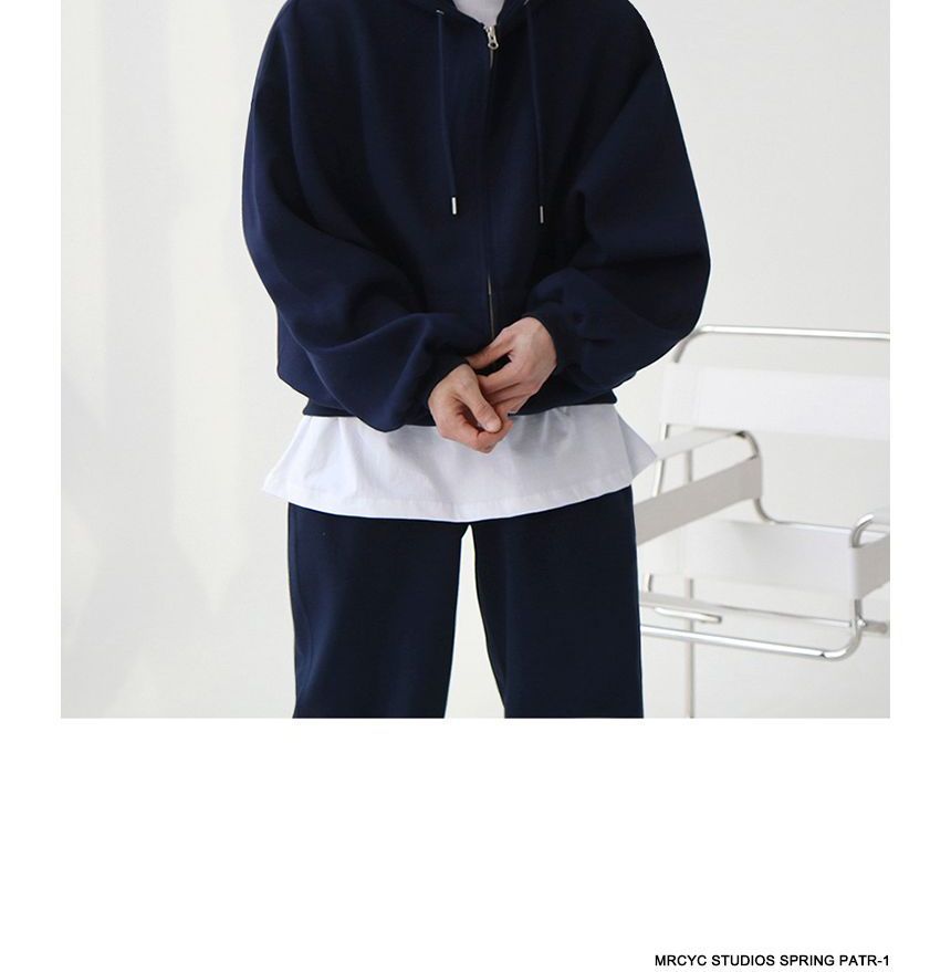MRCYC - Effen hoodie met rits / Cropped harembroek met hoge taille