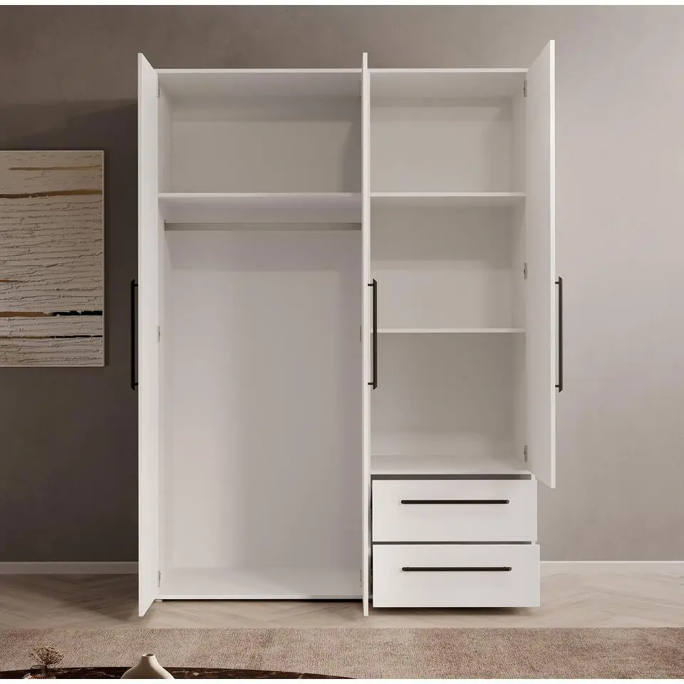 Meubella - Kledingkast Mayen - Wit - 145 cm