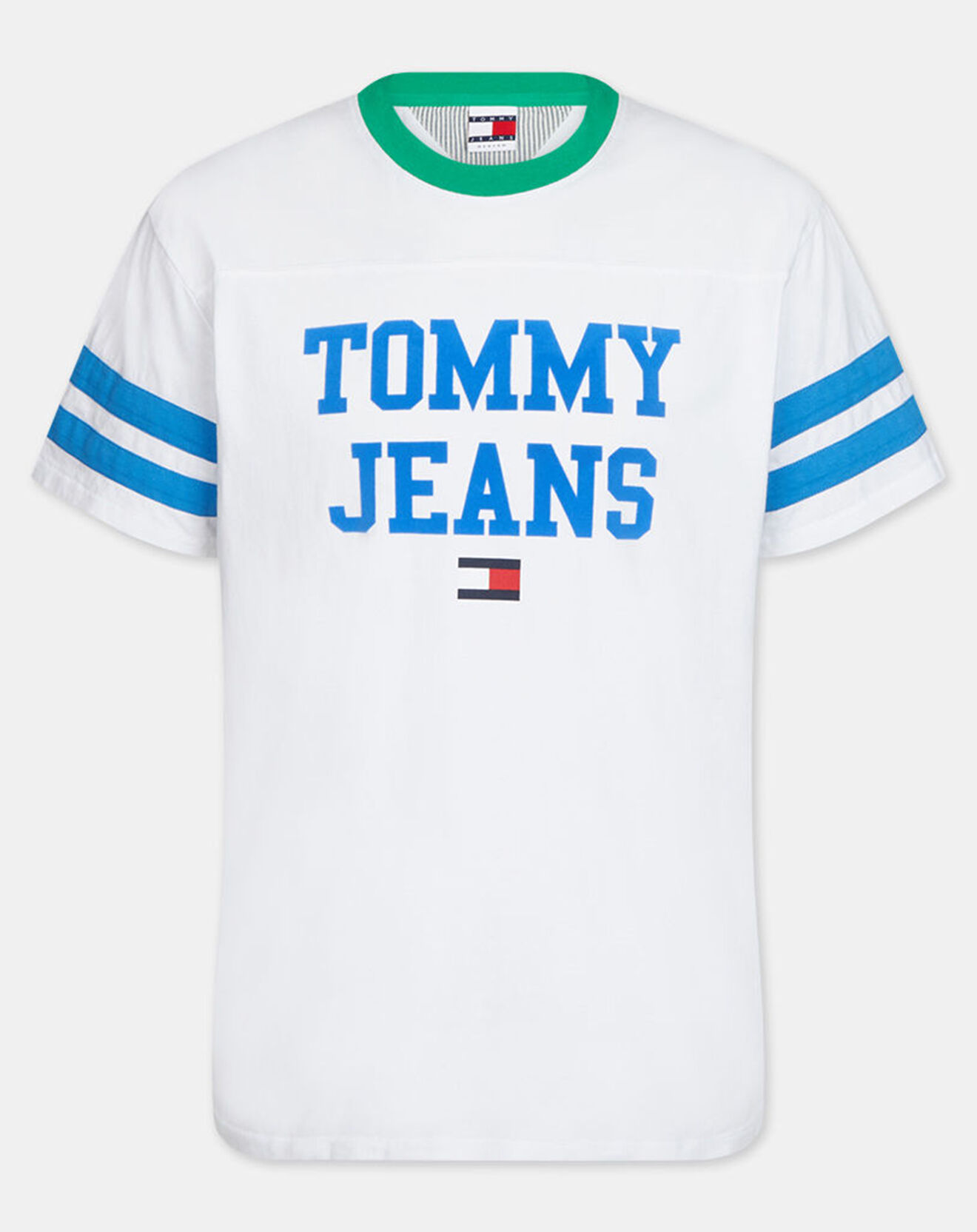 Tommy Jeans T-Shirt Ringer blanc/bleu