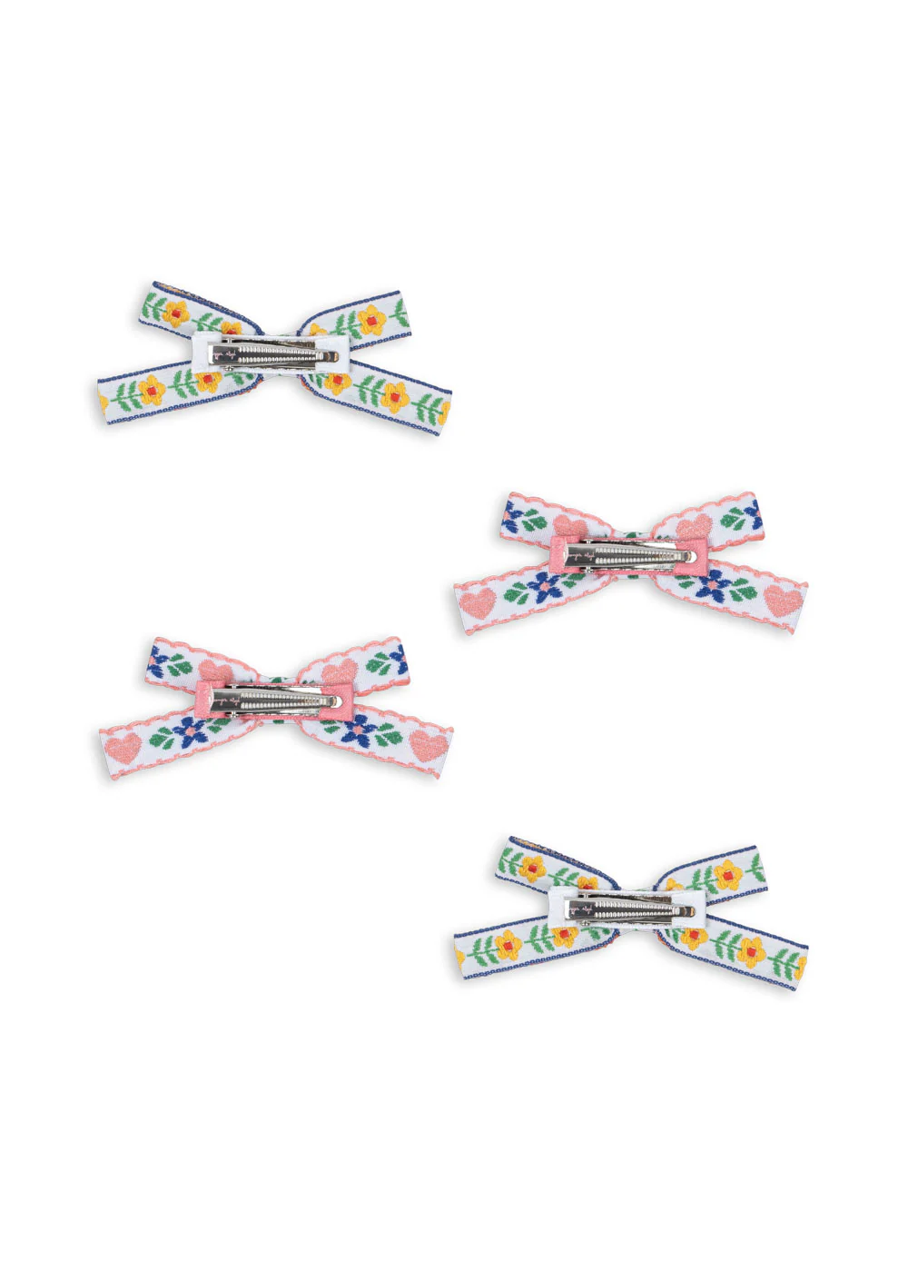 4 pak mini bow spænder - white\/rose - OS