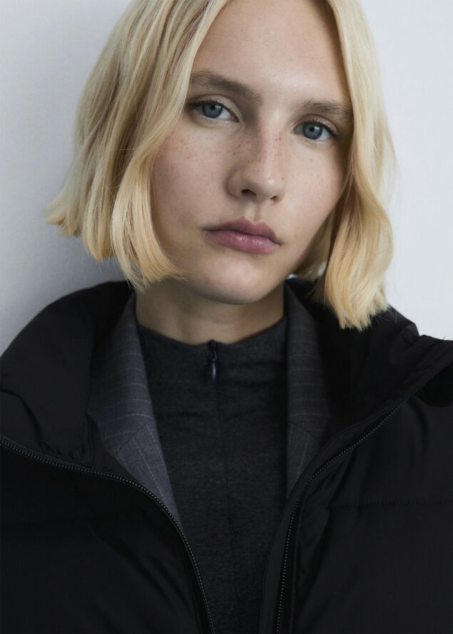 MANGO Water-repellent quilted coat Black