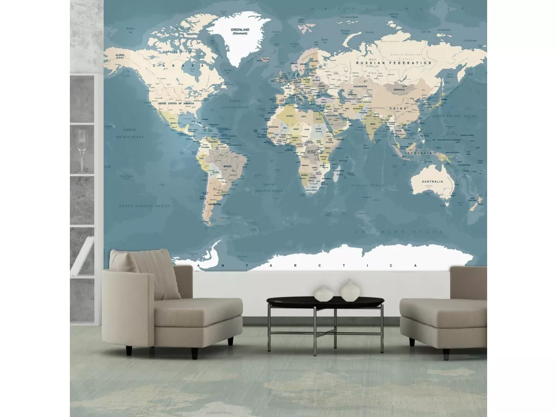 Papier peint carte du monde vintage - 300 x 210 cm