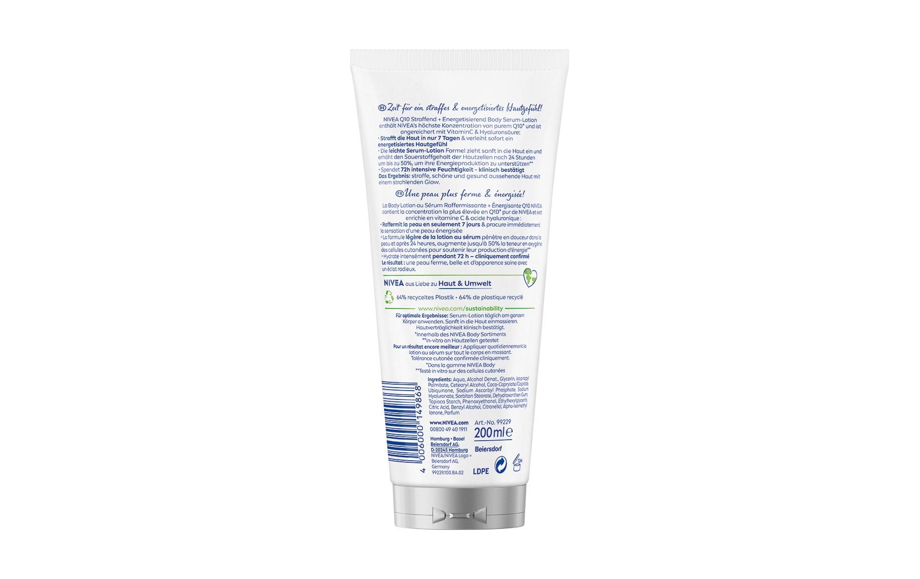 Body Lotion Serum Q10 Straffend + Energetisierend 200 mlBody Serum Lotion mit Vitamin C & Hyaluronsäure