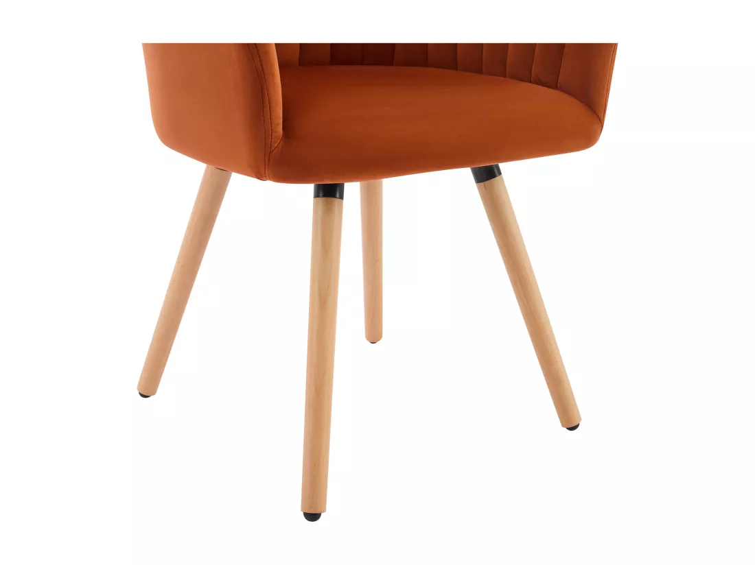 Lot de 2 chaises avec accoudoirs en velours et métal effet bois - Terracotta - ELEANA