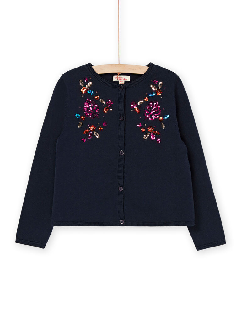 Cardigan noirine à motifs fleuris en sequins