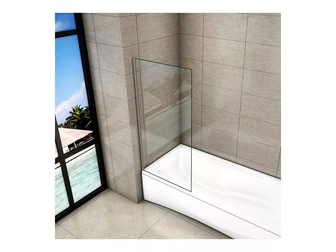 Pare-baignoire fixé 70x130cm, paroi de baignoire, écran de douche en verre 5mm anticalcaire