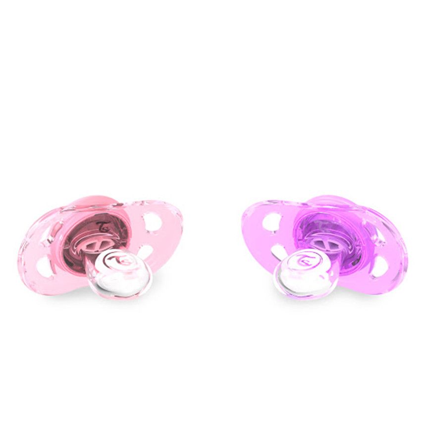Set de sucettes en silicone 0-6 mois - Violet/Rose Pastel - Ecru