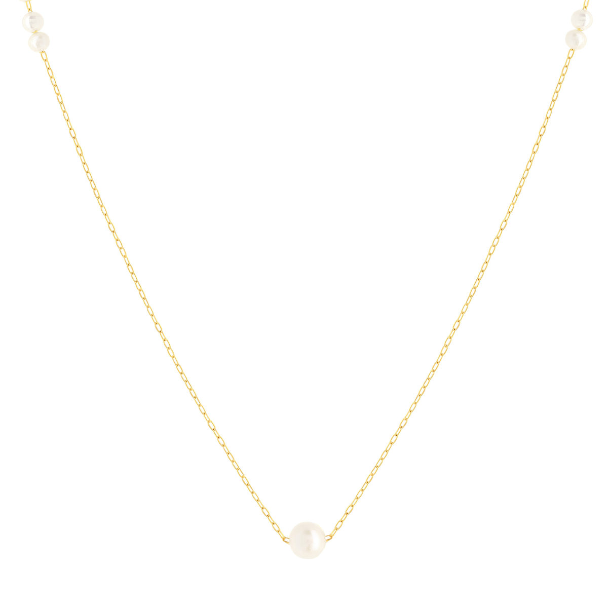 Collier or 375 jaune 7 perles de culture 43 cm
