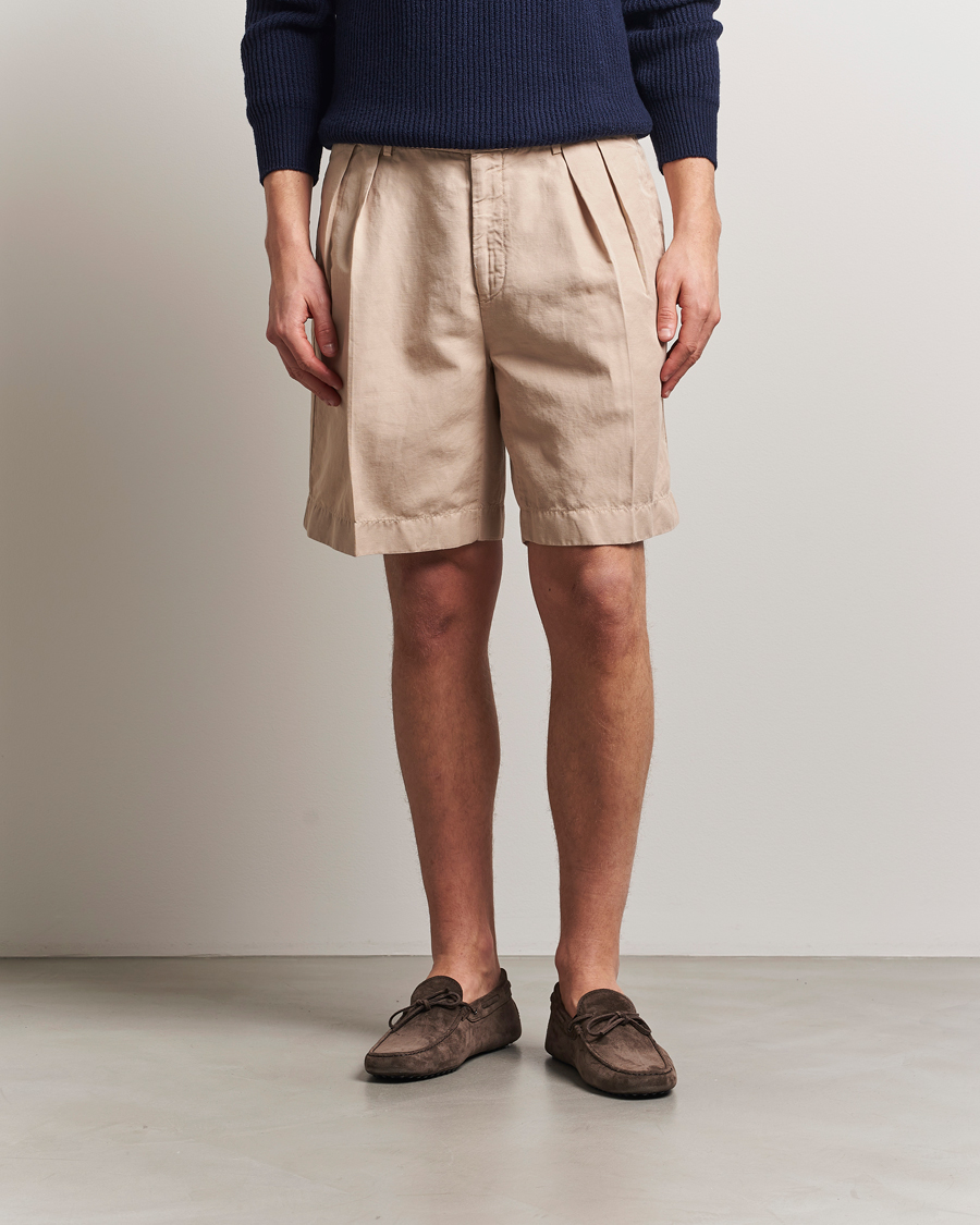 Incotex Pleated Chinolino Shorts Beige