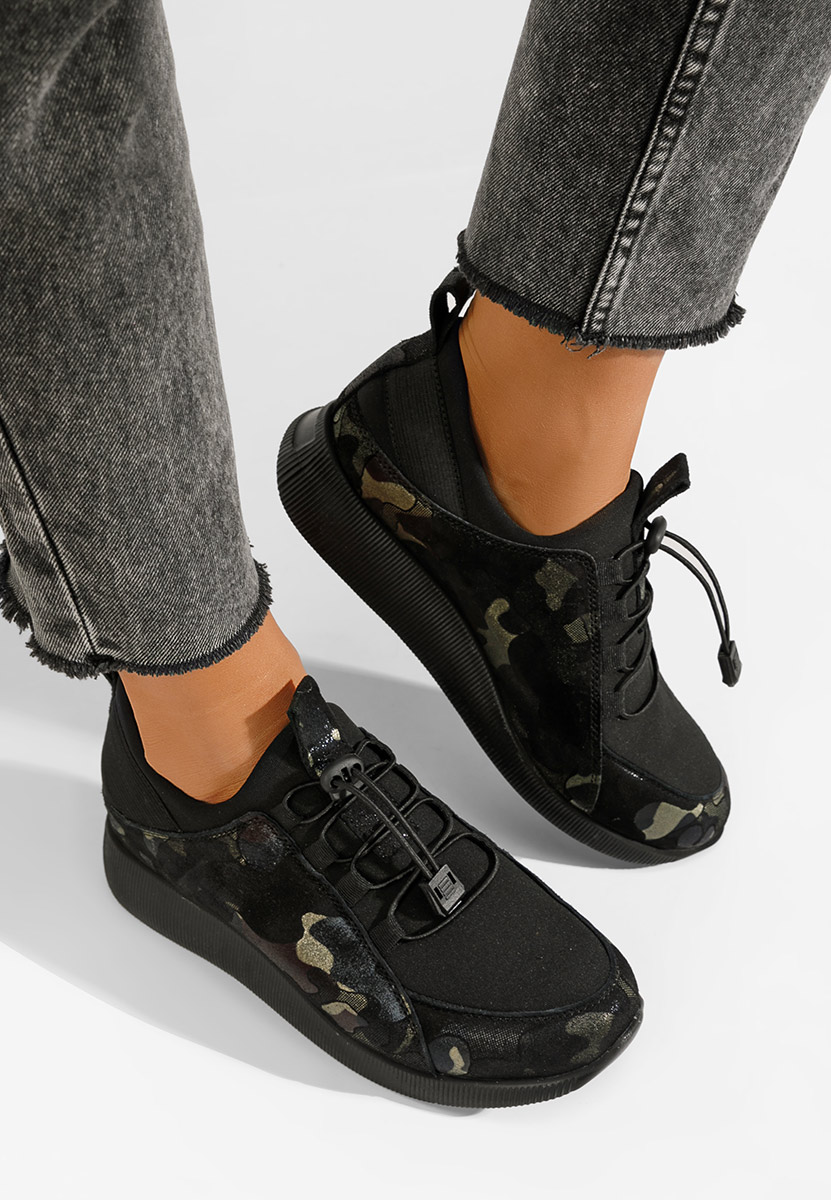 Chaussures casual femme en cuir noirs Nemena V5
