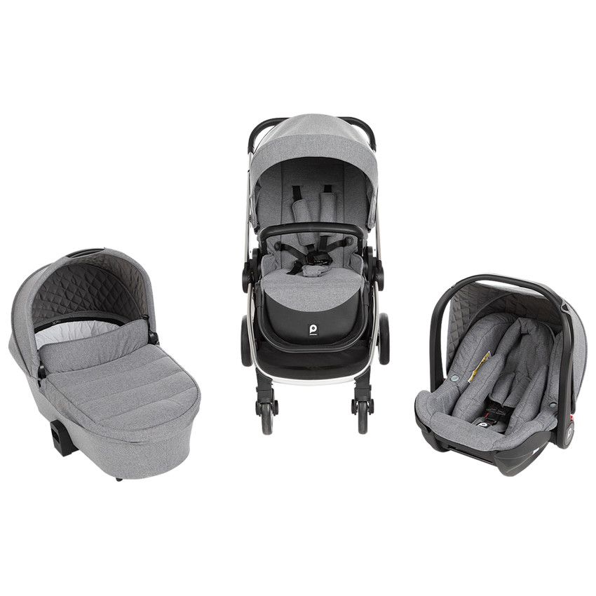 Poussette trio Tessa - Gris chiné - Ecru