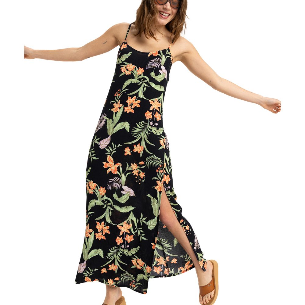 Roxy Rainbow Shores Crinkle Maxikleid Damen anthracite island escape