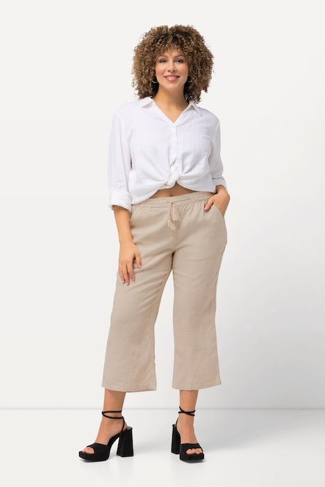 7/8-Leinenhose, elastischer Bund, natürlich kühl