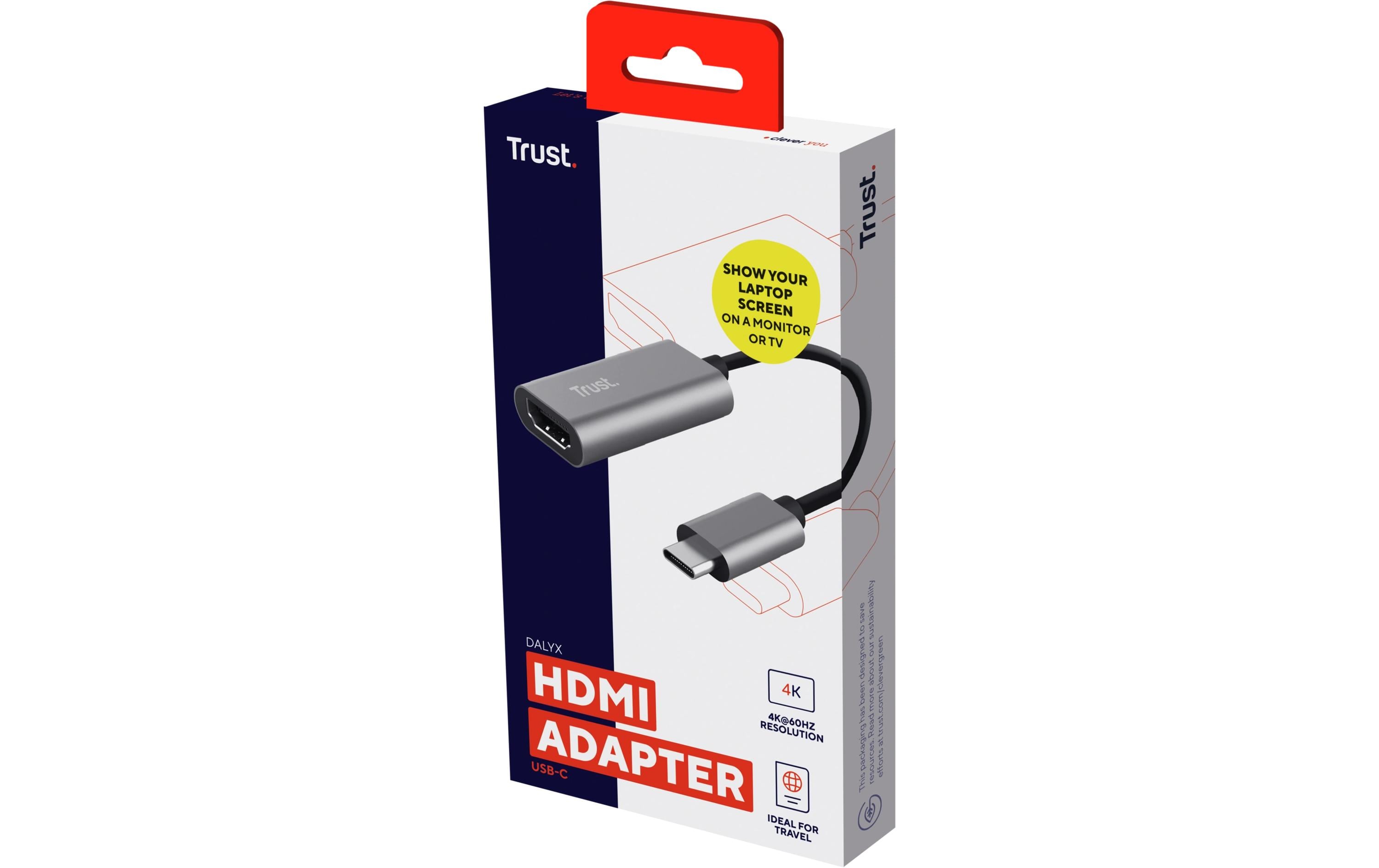 Adapter USB-C-auf-HDMI USB Type-C - HDMI, SilberUSB-C-auf-HDMI-Adapter mit Unterstützung für Ultra HD 4K Video und Mehrkanal-Audio
