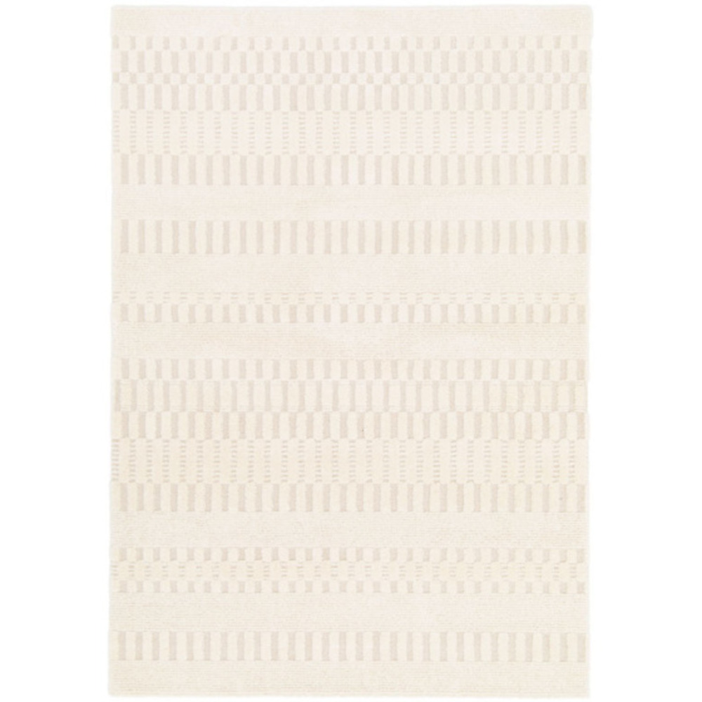 Tapis de salon graphique en relief - tempo - crème - 120 x 170 cm
