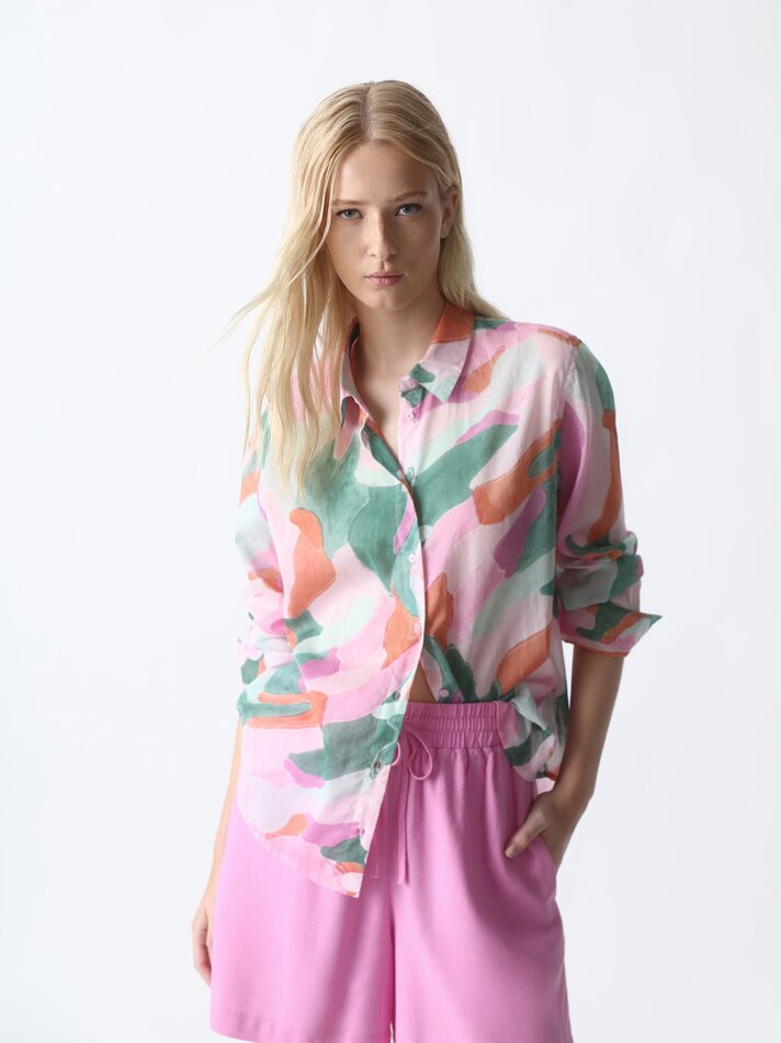 Camisa fluida de manga comprida - Verde Pastel
