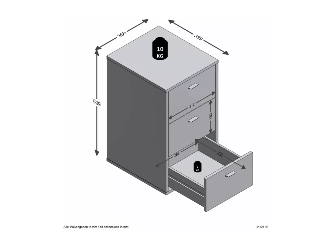 Table d'Appoint 3 Tiroirs Design 