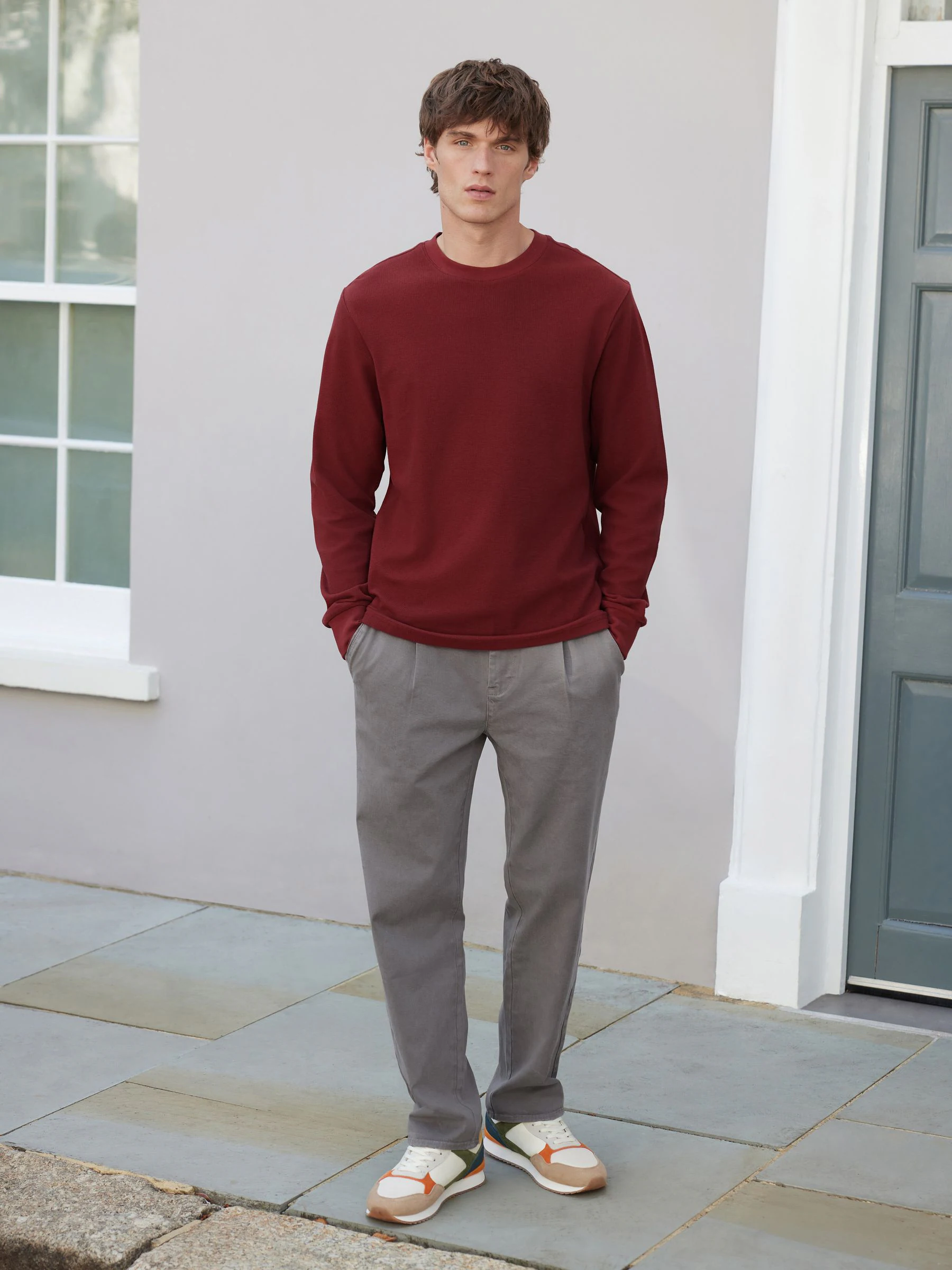 Roestbruin - Micro Waffle Long Sleeve T-Shirt