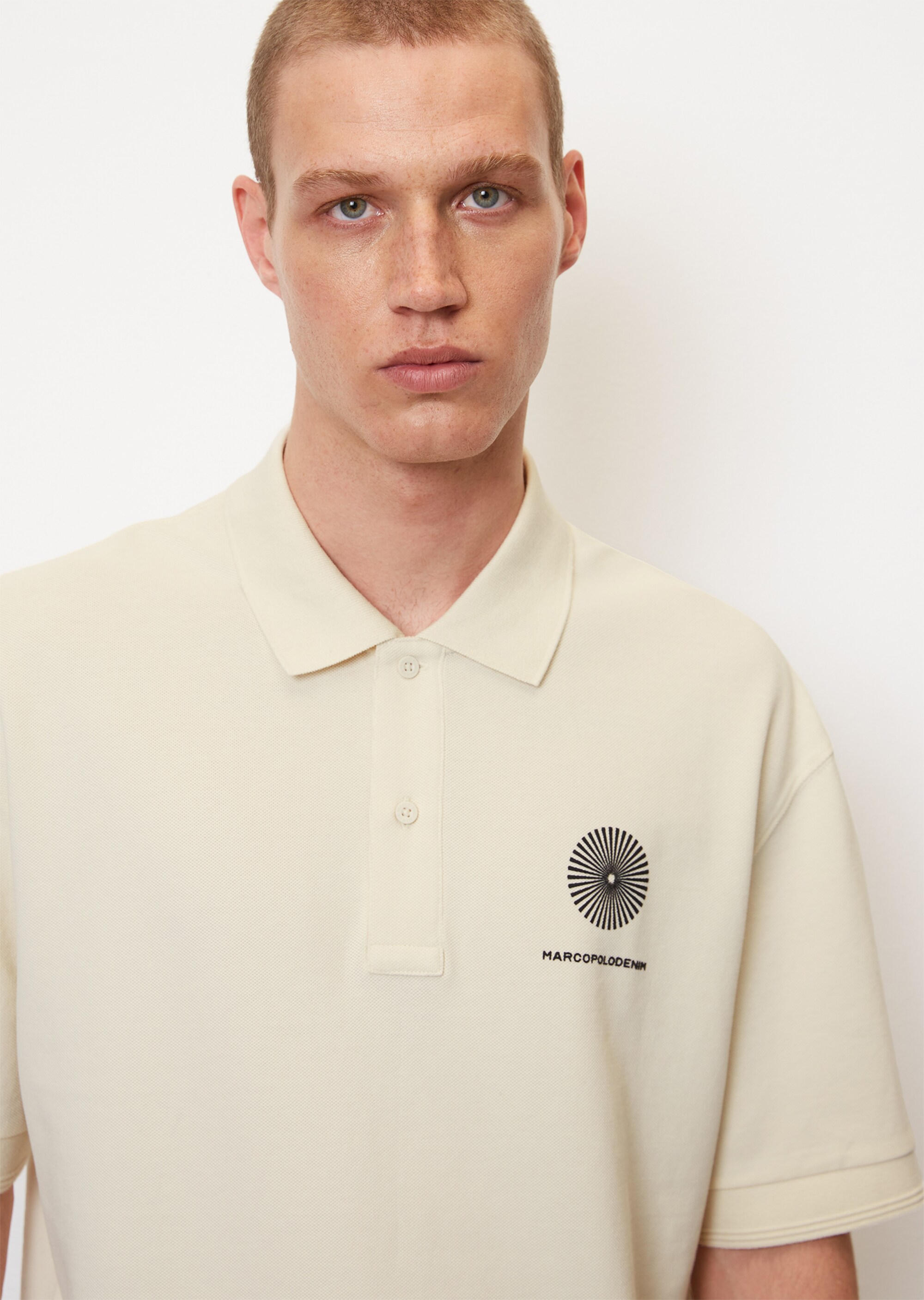 Kurzarm-Poloshirt Piqué oversized aus reiner Bio-Baumwolle