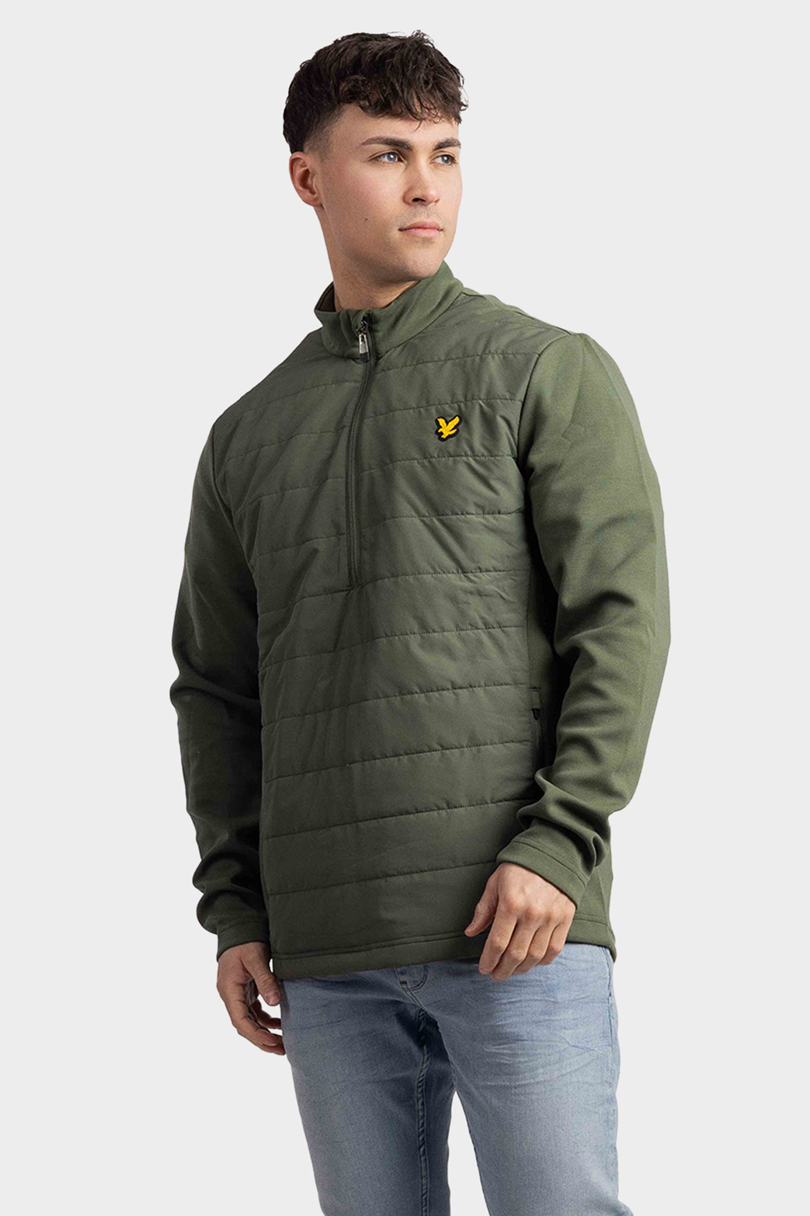Lyle & Scott 1/4 Zip Baffle Quilted Jas Groen