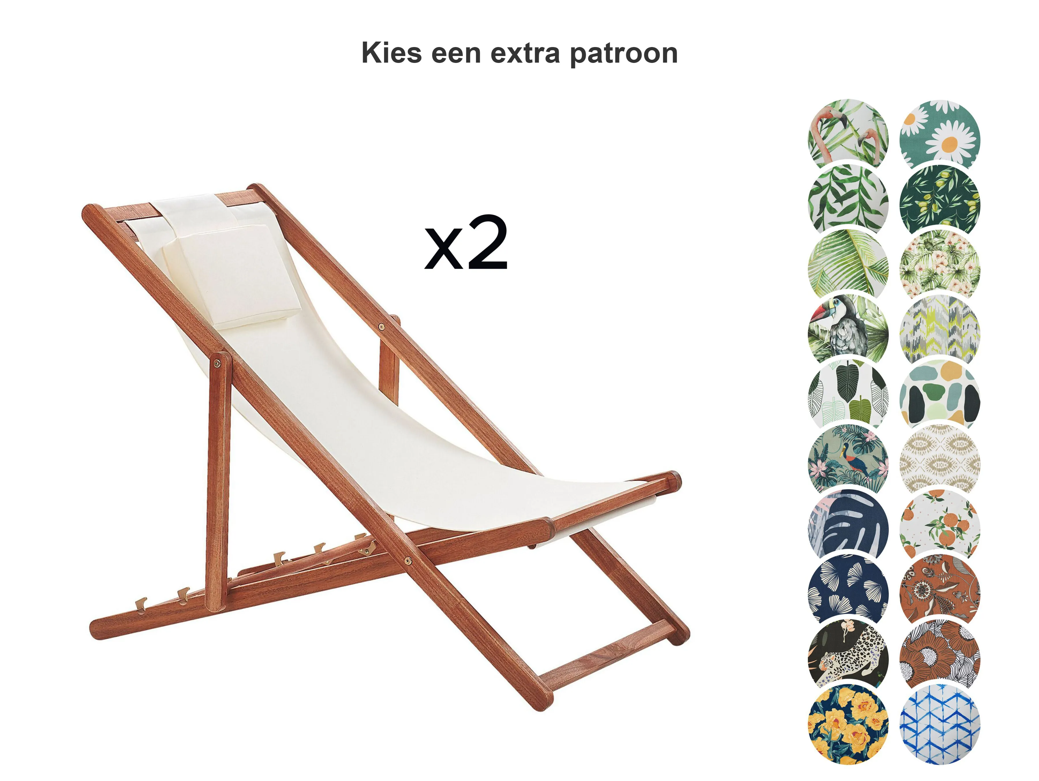 Set van 2 inklapbare ligstoelen AVELLINO met vervangingshoezen Acaciahout Donkerbruin