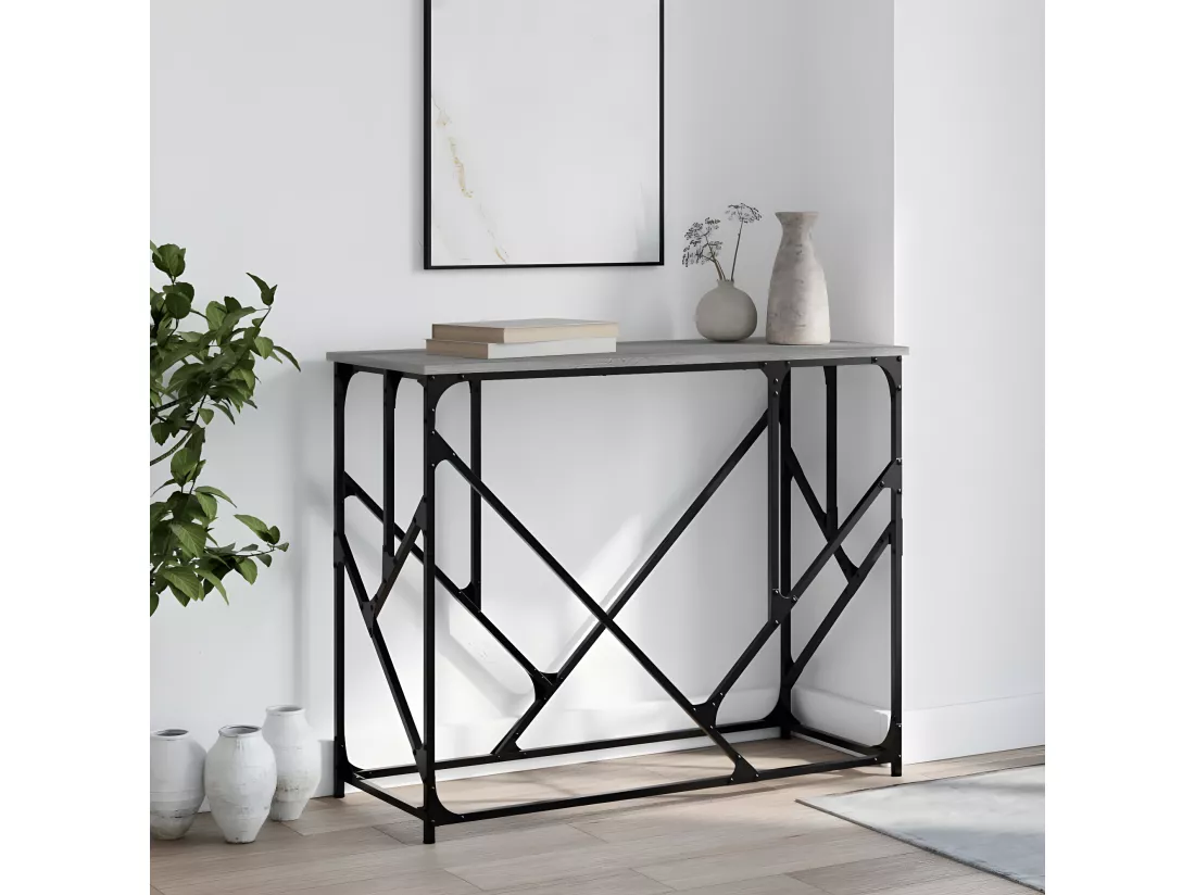 Table console sonoma gris 100x40x80 cm bois d'ingénierie