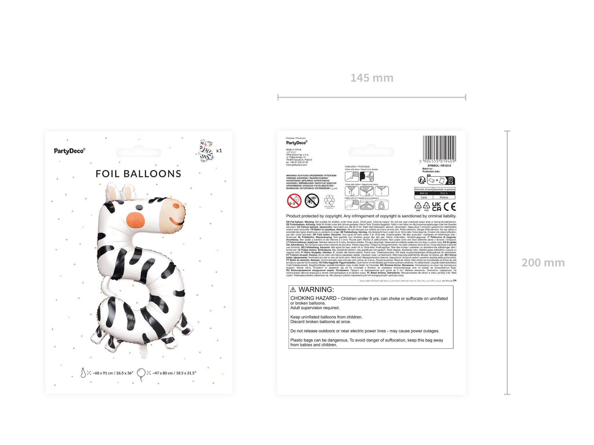 Helium Ballon 5 Jaar Zebra Leeg 81cm