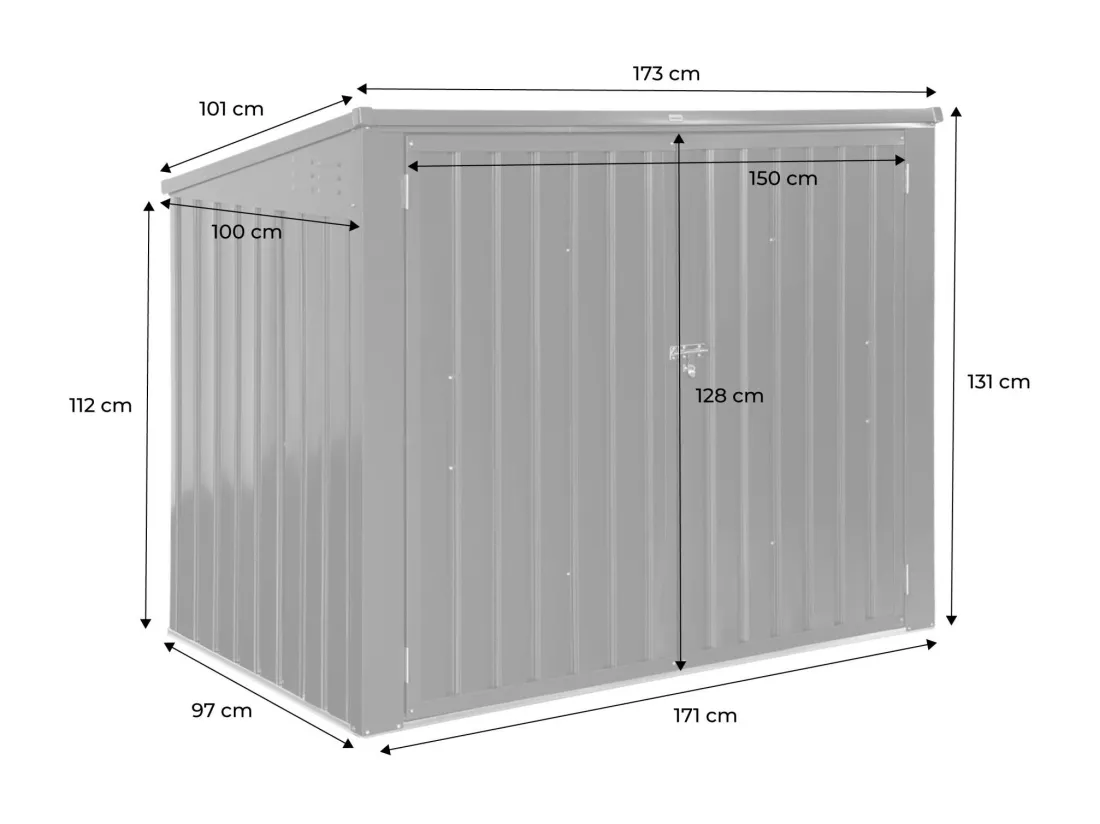 Cache poubelle double couleur gris anthracite. 1.75m²