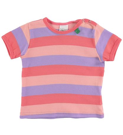 Freds WoRød T-shirt - Multi Stripe - Koral