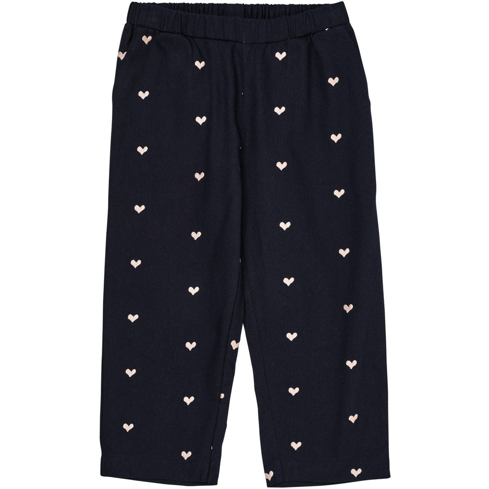 Køb COPENHAGEN COLORS Navy W. Soft Pink Hearts Twill Heart Bukser