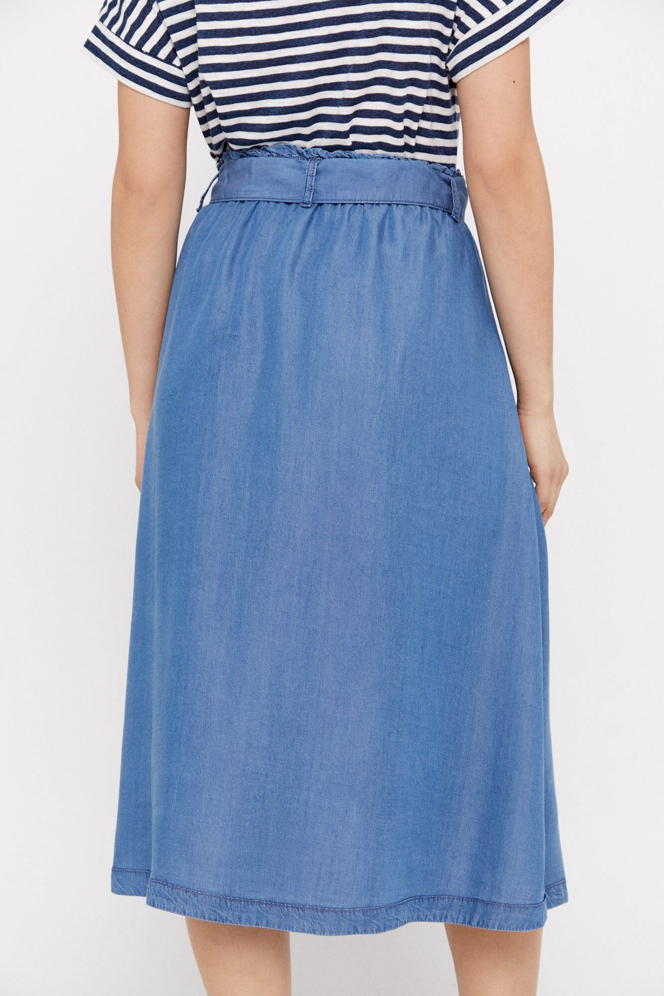 Falda tencel midi - Azul