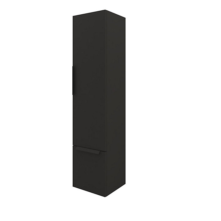 Colonne de salle de bains à suspendre noir mat avec miroir intérieur Urban H. 150 x l. 35 x P.32 cm
