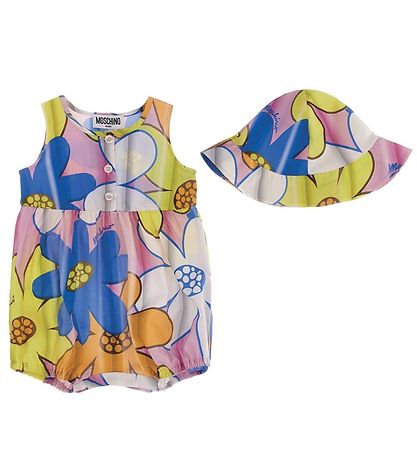 Moschino Sommerstrampler/Sonnenhut - Pink Blumen