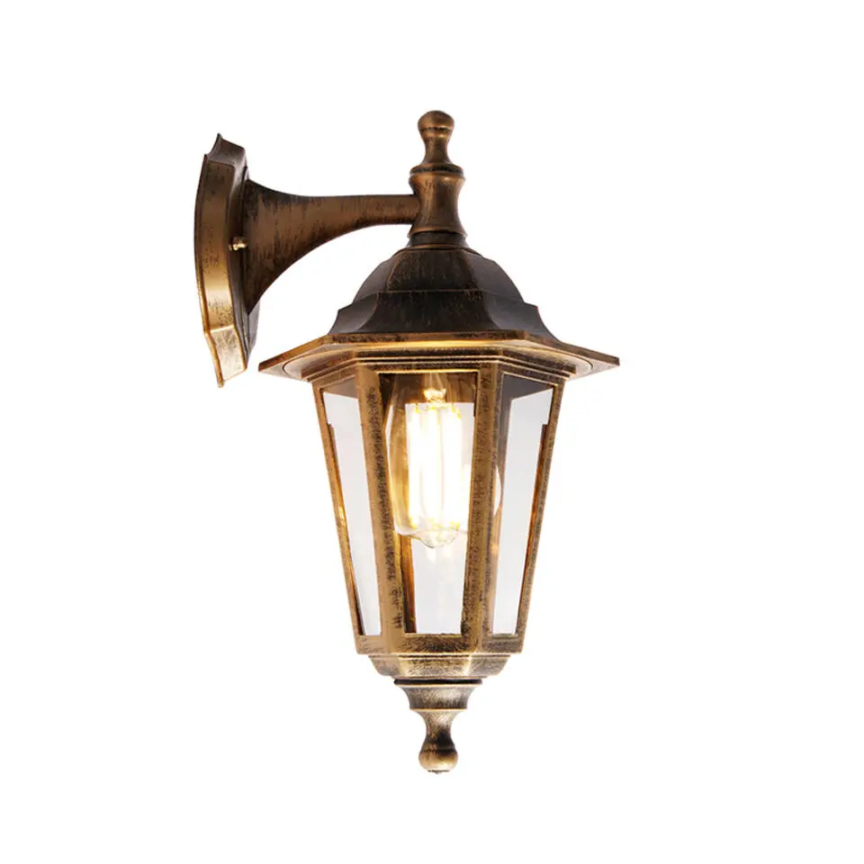 Qazqa wandlampen buiten new haven goudkleurig e27