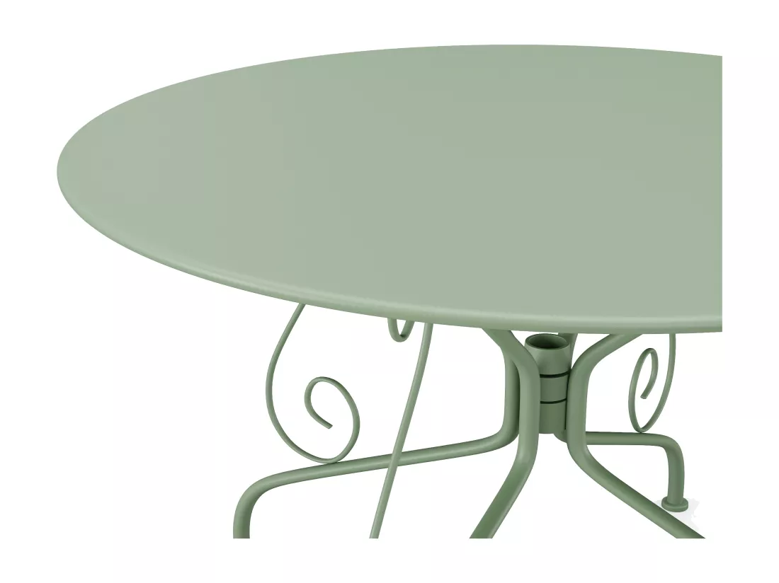 Table de jardin D.120 cm en métal façon fer forgé - Vert amande - GUERMANTES de MYLIA