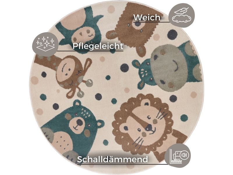 Hanse Home Dekoteppich Animal Party Ø 140 cm Kinderteppich
