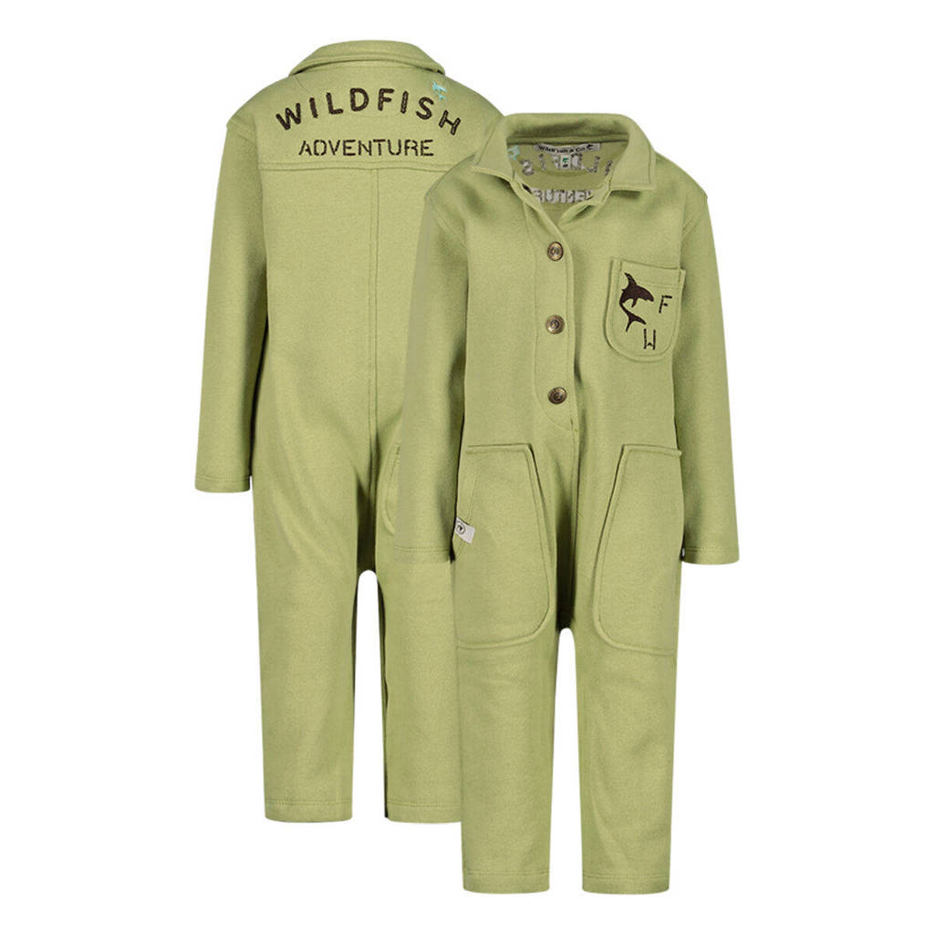 Wildfish jumpsuit van katoen olijfgroen